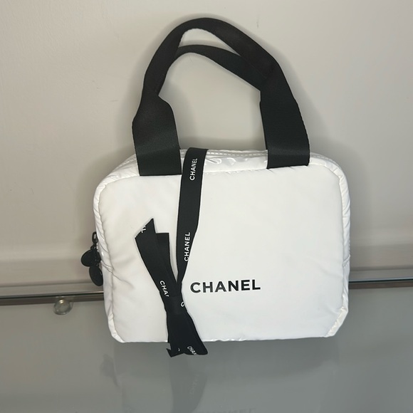 CHANEL Beauty Pouch, White with Black Handles - Picture 1 of 10